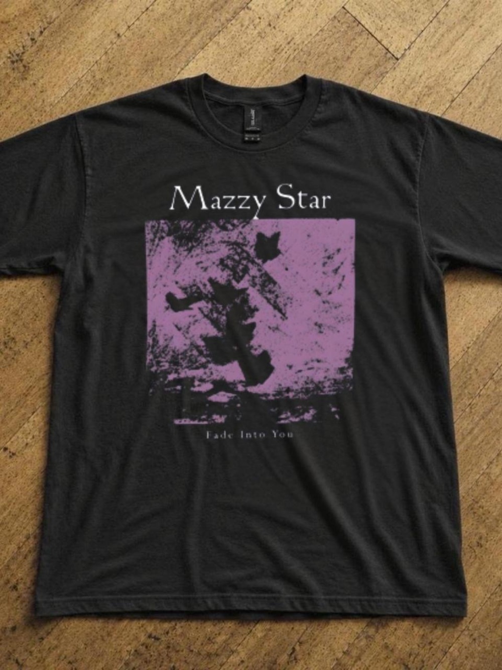 Gildan Black Mazzy Star Fade Into You Tee with Purple Graphic